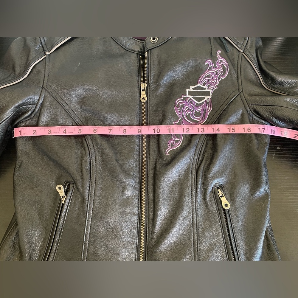 Harley-Davidson Purple Steel Heart Leather Jacket Hoodie 3in1, BLK,Women Size S - Picture 14 of 16